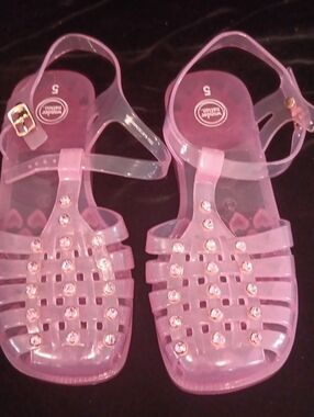 wonder nation Pink Jelly Sandals with Rhinestones